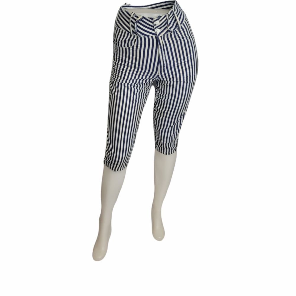 VINTAGE 90s capri‎ striped high rise cropped pants XS